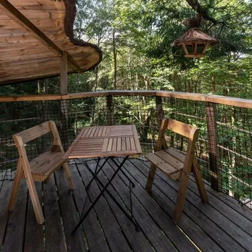 Cabane dans les arbres dans les Monts d'Ardèche