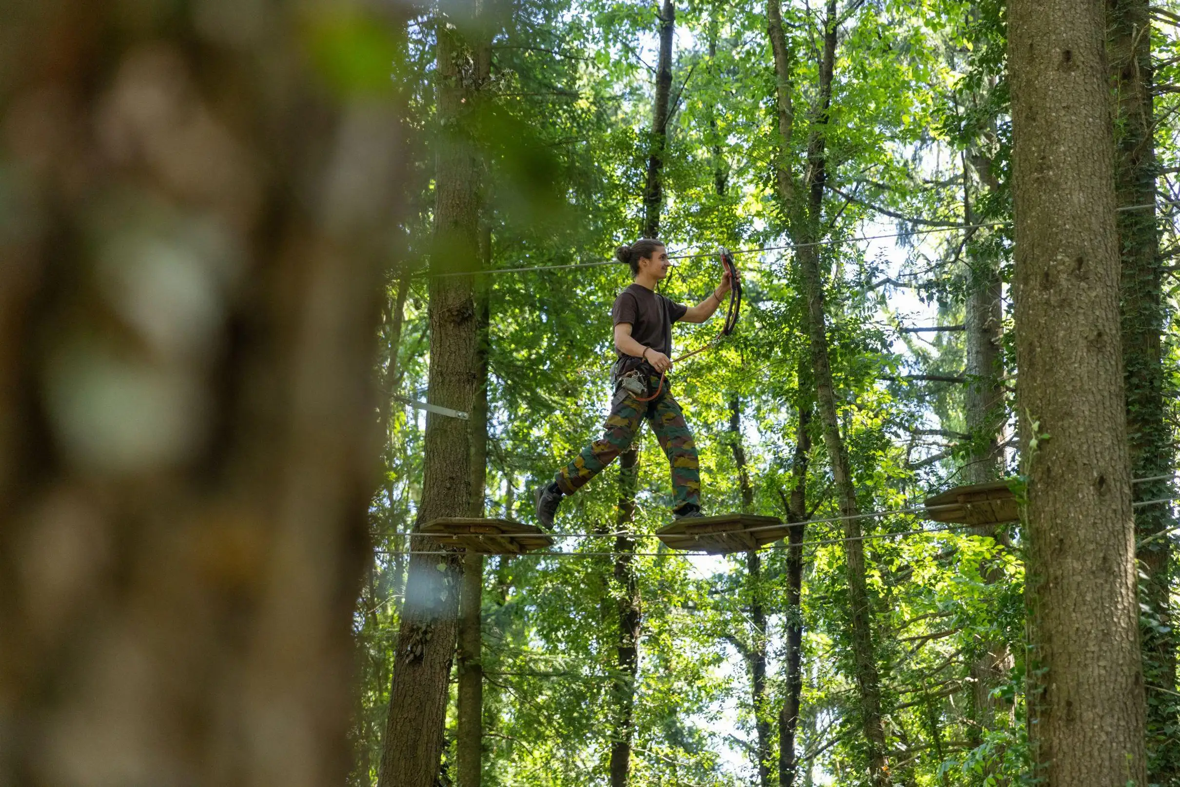 Jaujac : Parcours accrobranche pour adulte avec baudrier en Ardèche