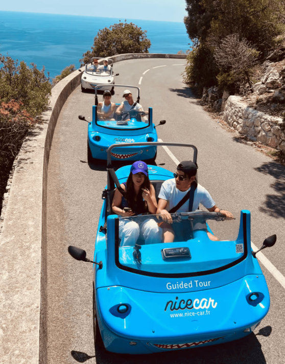 Nice : visite guidée panoramique de la Côte d'Azur en voiture électrique décapotable