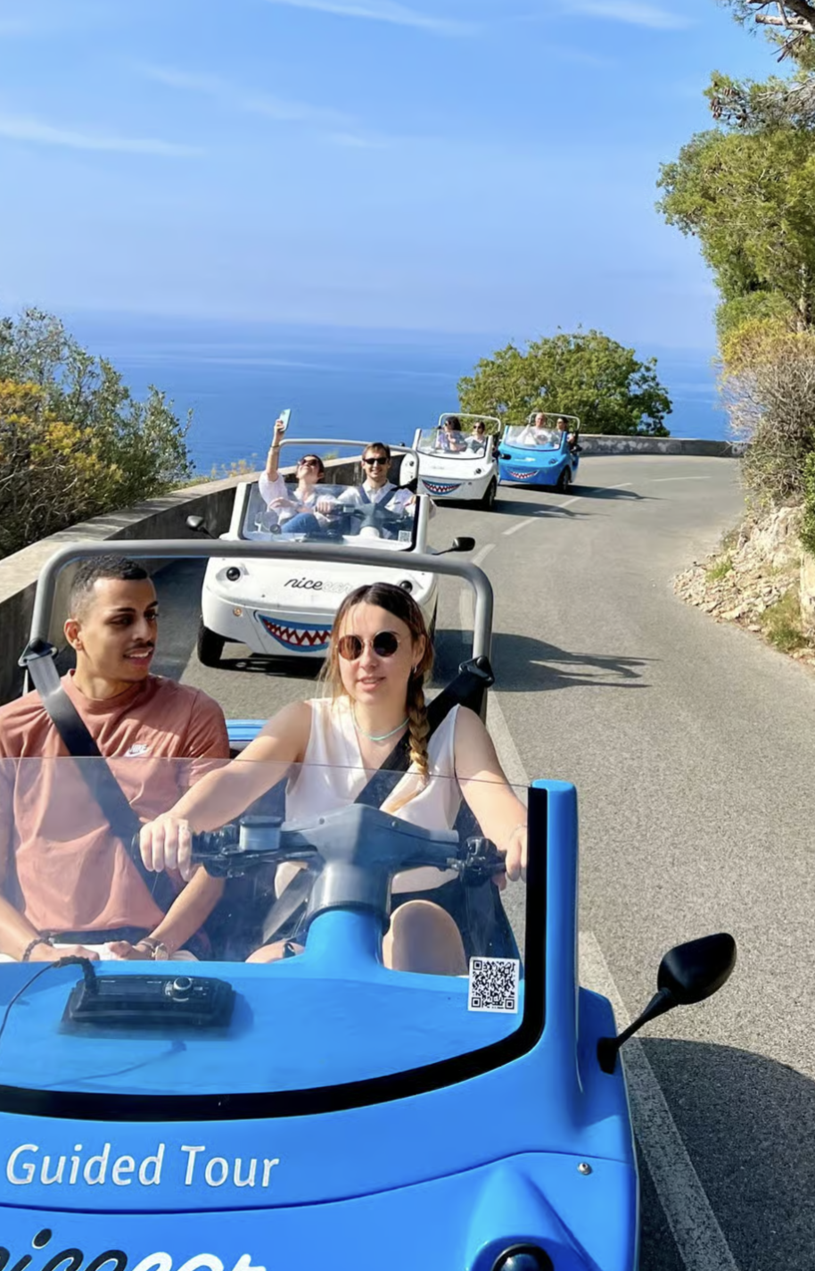 Nice : visite guidée panoramique de la Côte d'Azur en voiture électrique décapotable