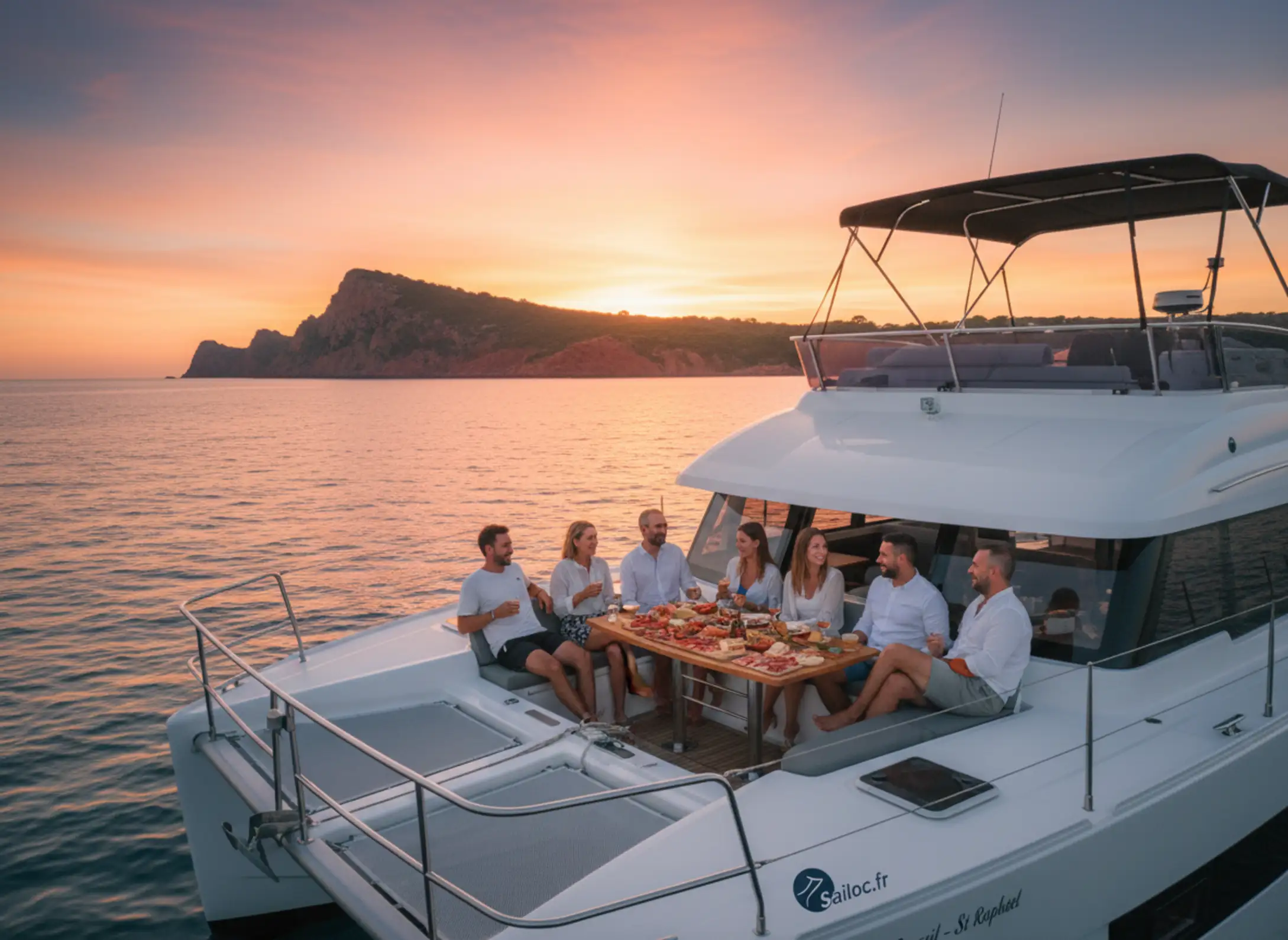 Saint-Raphaël : Sunset privé en catamaran & apéritif