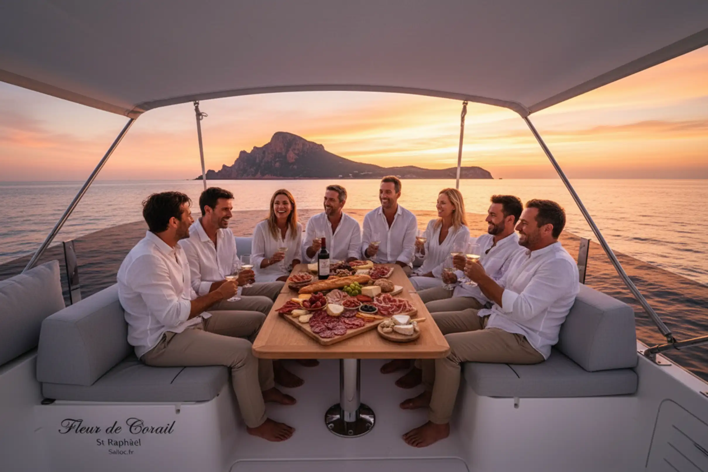 Saint-Raphaël : Sunset privé en catamaran & apéritif