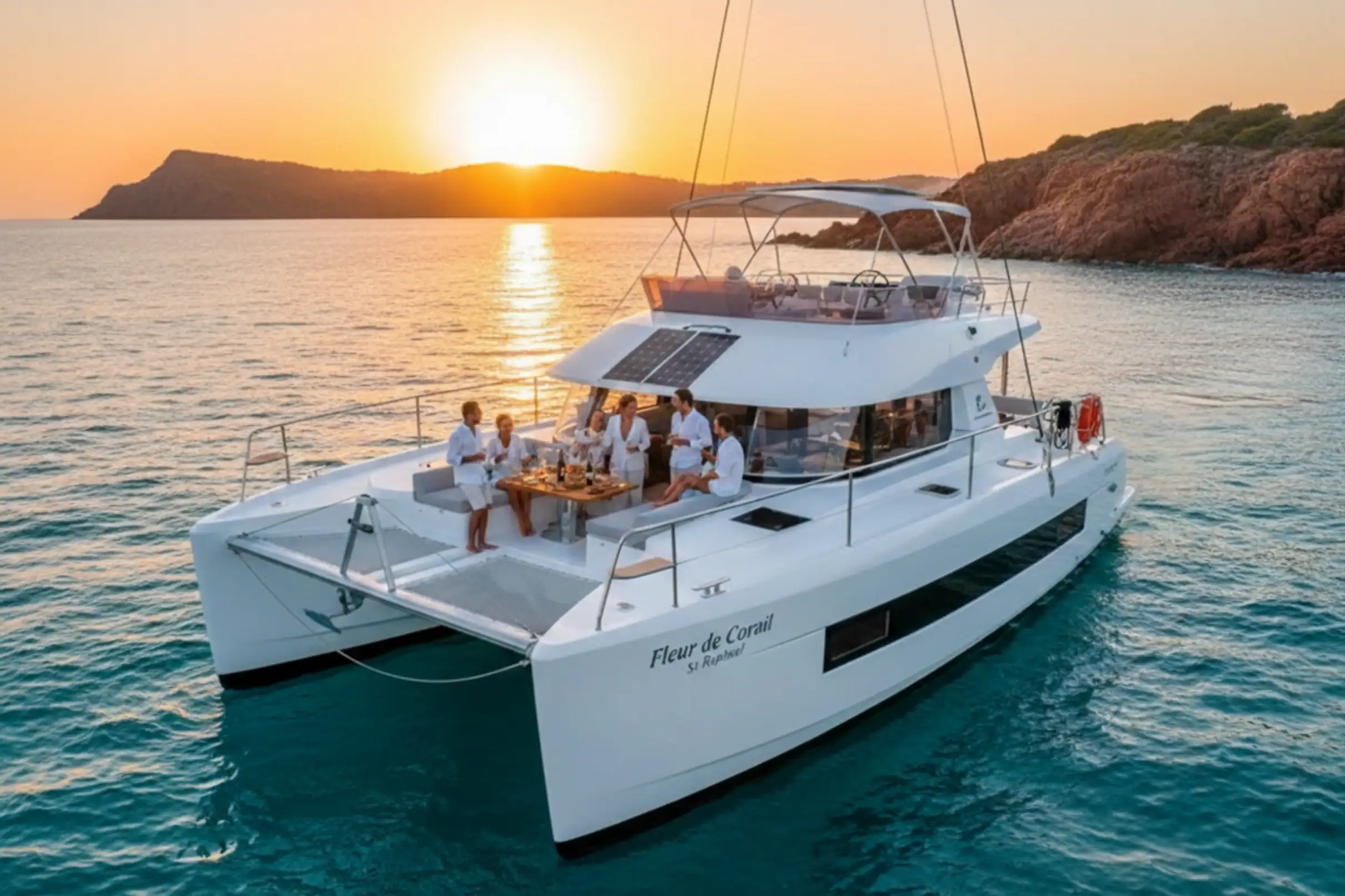 Saint-Raphaël : Sunset privé en catamaran & apéritif